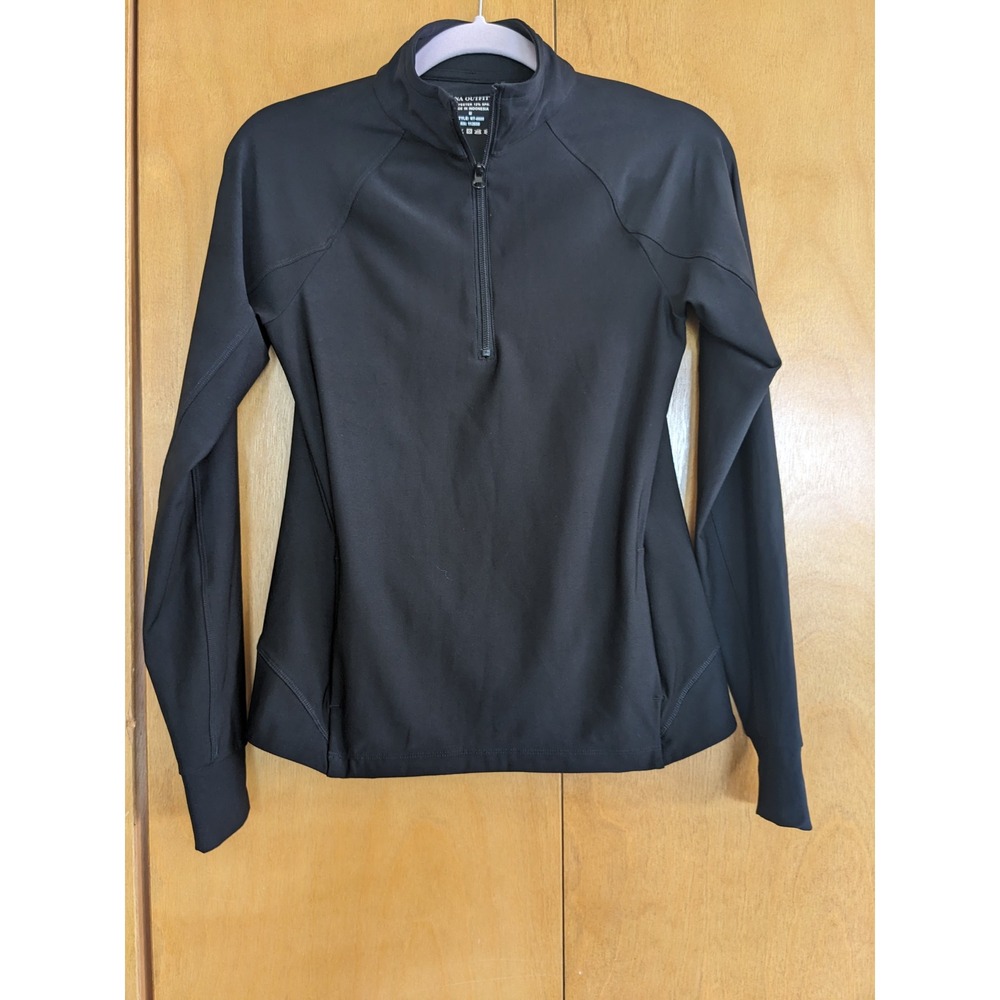 Zenana Outfitters Black Quarter Zip Athletic Pullover Mock Neck Top NT-6608 M